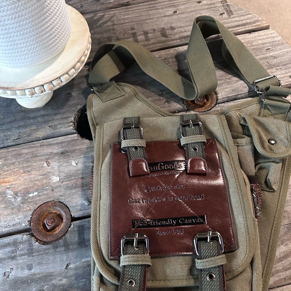 Olive Green and Brown Crossbody Bag. LIKE NEW